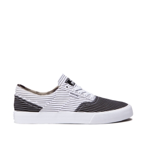 Supra Mens COBALT Black/White Stripe/white Low Top Shoes | CA-81480